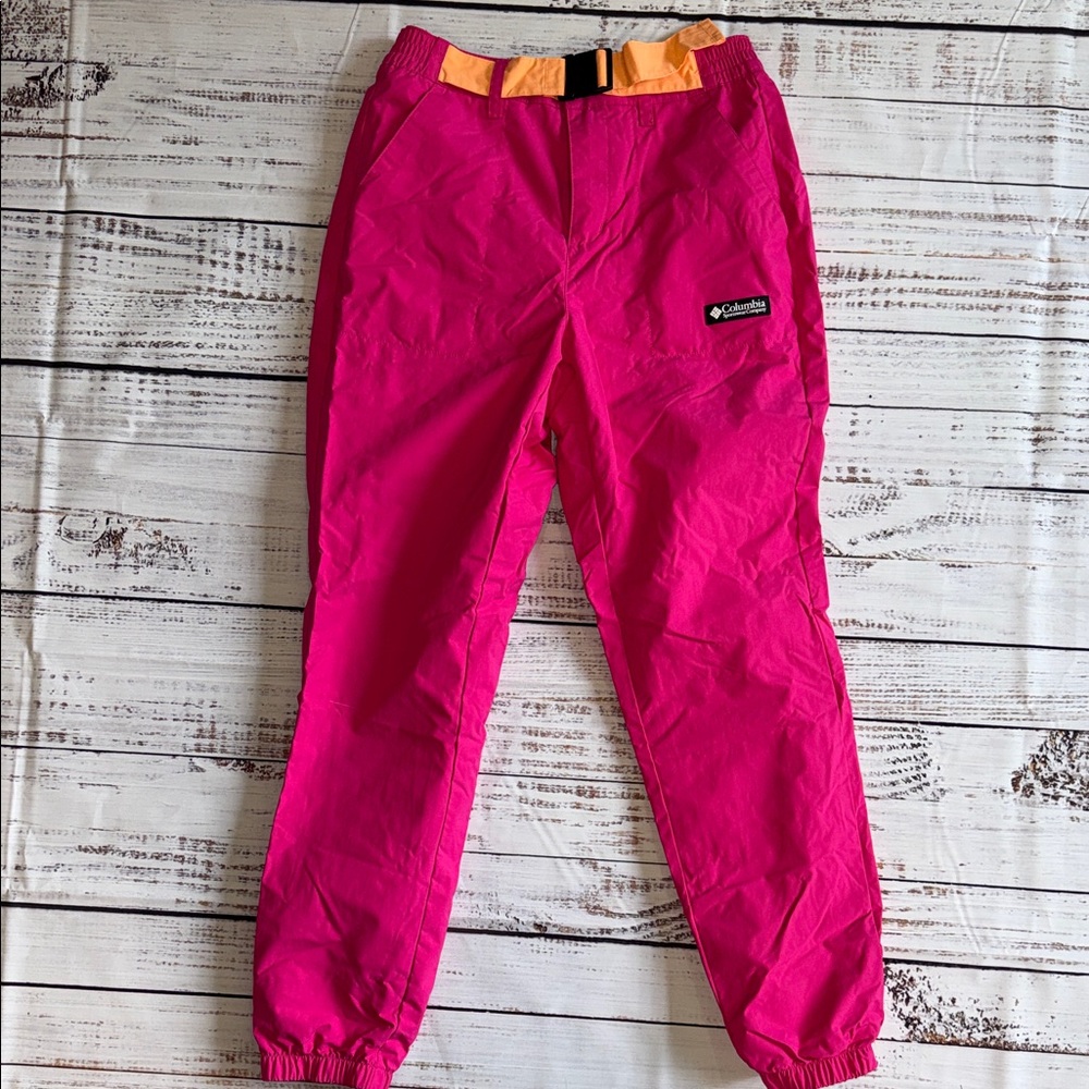 Columbia Women's Pink Snow Joggers with Orange Accents